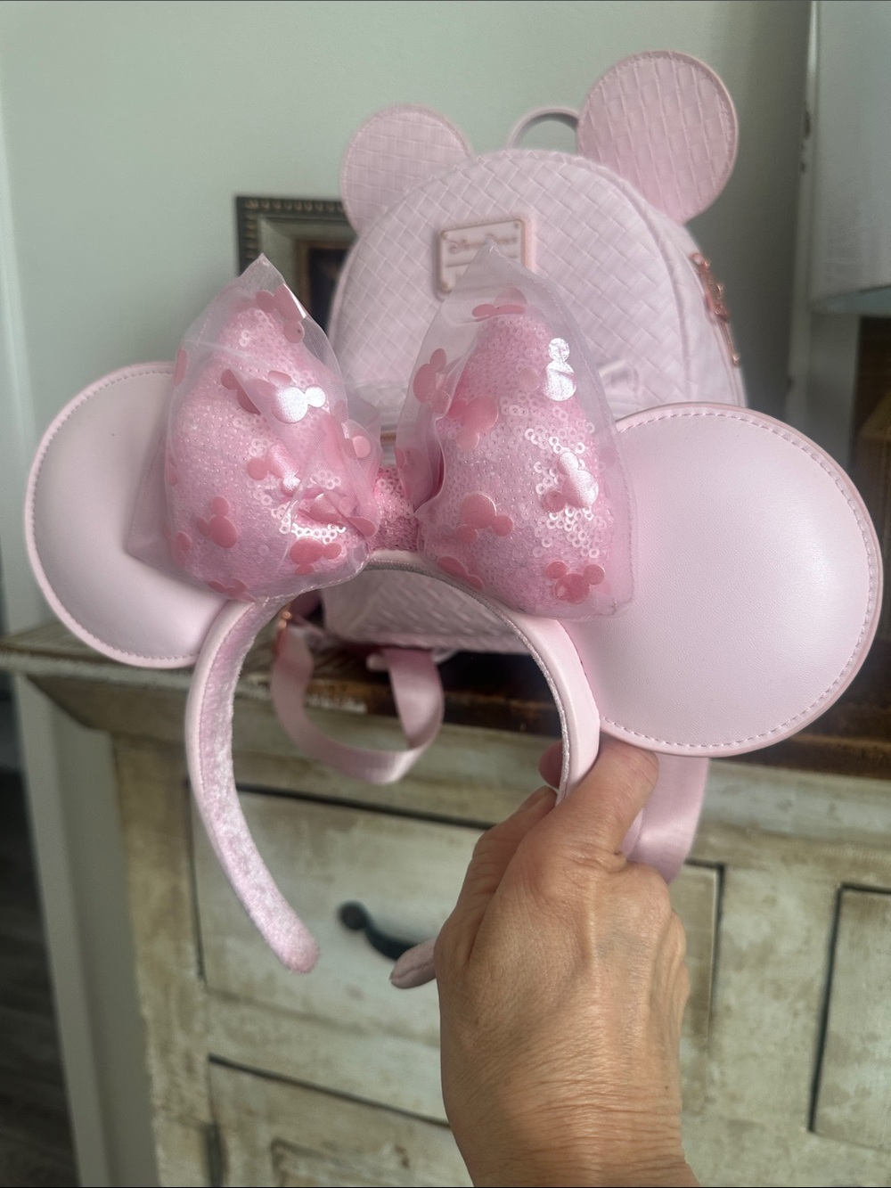 Disney Loungefly Pink Minnie Mouse Backpack with Matching Ears Disney - Picture 6 of 9